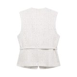 ihoov Pearl-Embellished Textured Belted Vest