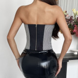Checkered Fishbone Corset Tank
