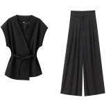 ihoov Hybrid Double-Breasted Vest & Pleated Wide-Leg Trouser Ensemble