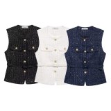 ihoov Pearl-Embellished Textured Belted Vest