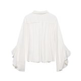 Ethereal Lotus Leaf Tie-Neck Blouse