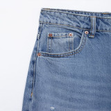 Distressed Mid-Rise Relaxed Denim