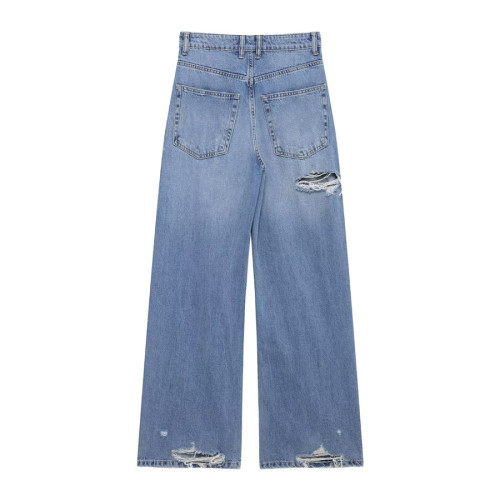 Distressed Mid-Rise Relaxed Denim