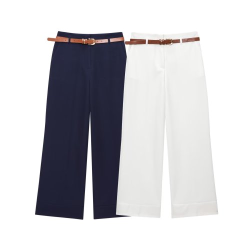Sophisticated Belted Cuffed Trousers