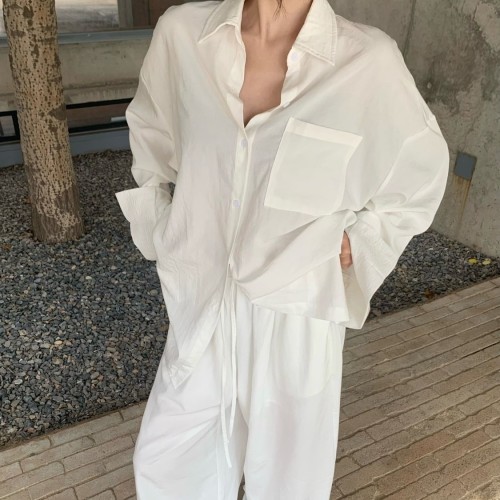 Polo Shirt and Wide-Leg Pants Two-Piece Summer Loungewear Set