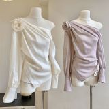 Elegant Commuter Sophisticated Date loose soft Tops Blouses Shirts