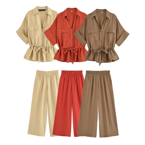 Ihoov Relaxed Lapel Short-Sleeve Sophisticated Comfort Ensemble