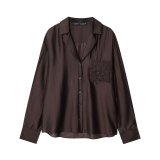 Embroidered Pocket Lapel Statement Shirt