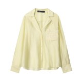 Embroidered Pocket Lapel Statement Shirt