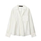 Embroidered Pocket Lapel Statement Shirt
