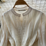 Elegance Revival - Lace Trimmed V-Neck Maxi Dress for Women