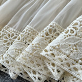 Elegance Revival - Lace Trimmed V-Neck Maxi Dress for Women