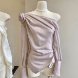 Elegant Commuter Sophisticated Date loose soft Tops Blouses Shirts