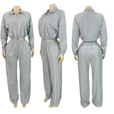 Striped Cropped Hoodie & Straight-Leg Joggers Set