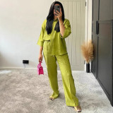 ihoov's Relaxed Fit Shirt & Wide Leg Pant Set