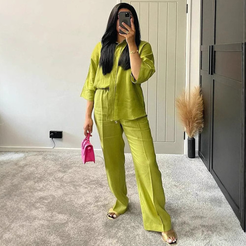 ihoov's Relaxed Fit Shirt & Wide Leg Pant Set