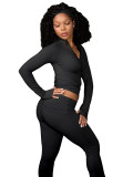 Cuffed Waist Flare Yoga 2-Piece Set with Headband
