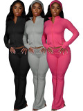 Cuffed Waist Flare Yoga 2-Piece Set with Headband