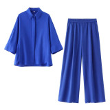 ihoov's Relaxed Fit Shirt & Wide Leg Pant Set