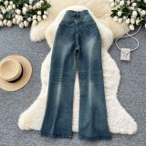 Diamond-Studded High-Waisted Slimming Straight Leg Jeans