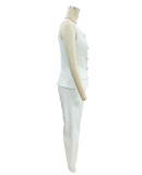 ihoov Asymmetrical Shoulder Vest & Tapered Trousers Set