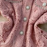 Lace Embroidered Blouse & High-Waisted Midi Skirt Set