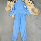 Azure Breeze - 2-Piece Long Sleeve Leisure Set for Unwinding