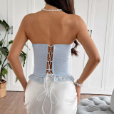 Lace Trimmed Sweet & Sassy Fishbone Corset Top for Women