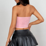 Pearl Chain Embellished One-Shoulder Corset Bralette with Fishbone