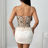 Lace Trimmed Suspender Bralette with Seductive Patchwork