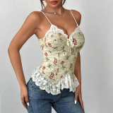 Lace Trimmed Suspender Bralette with Seductive Patchwork