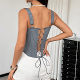 Striped Contrast Corset Tops for Women
