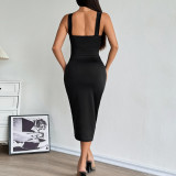 Seamless Mesh Panelled Bodycon Dress with Ruffled Hem and Flattering Silhouette
