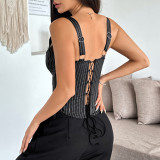 Striped Contrast Corset Tops for Women
