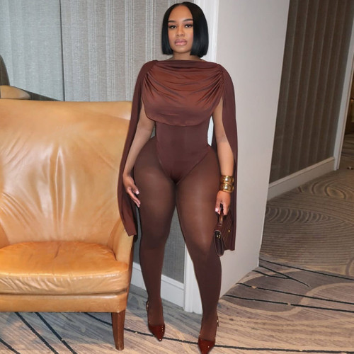 Sleeveless Asymmetrical Jumpsuit with Belted Waist and Ruffled Detail