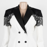 Exclusive Lace Trim Fit Waist Suit Set