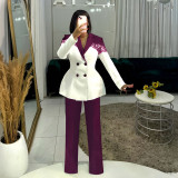 Exclusive Lace Trim Fit Waist Suit Set