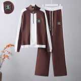 Contrast Knit Half-Zip Set