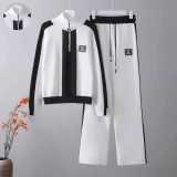 Contrast Knit Half-Zip Set