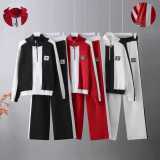 Contrast Knit Half-Zip Set