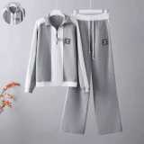 Contrast Knit Half-Zip Set