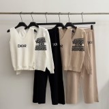 Slimming V-Neck Tank, Open Cardigan & Wide Leg Pants Premium Knit 3-Piece Set