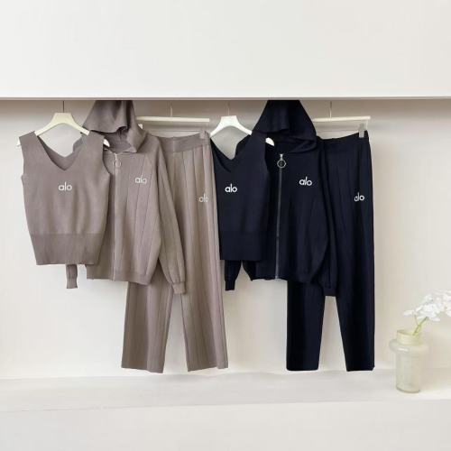 Pure Color Knit 3-Piece Set for a Slimming, Fashionable Look - Vest, Open-Front Cardigan & Wide Leg Pants