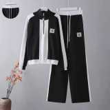 Contrast Knit Half-Zip Set