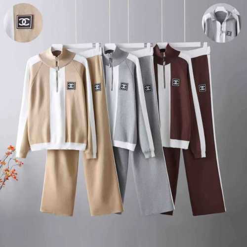 Contrast Knit Half-Zip Set