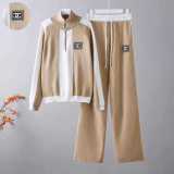 Contrast Knit Half-Zip Set