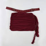 Exclusive Leather Corset Waist Accent Mini Skirt Set