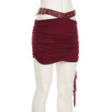 Exclusive Leather Corset Waist Accent Mini Skirt Set
