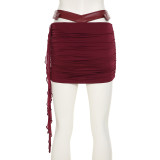 Exclusive Leather Corset Waist Accent Mini Skirt Set