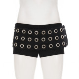 ihoov's Gothic Punk Chicken Eye Cutout Monokini Top & Shorts Set